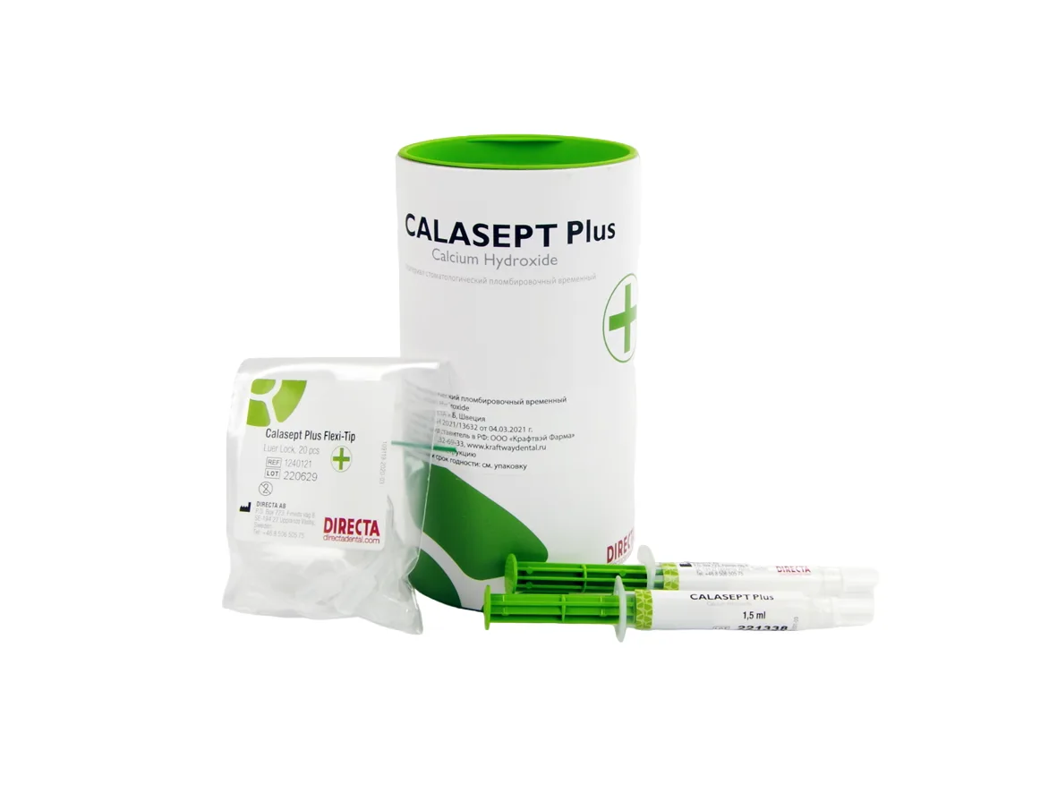 Calasept Plus Calcium Hydroxide (шпр. 4*1.5мл) канюли изогнутые CALASEPT Flexi-Tip