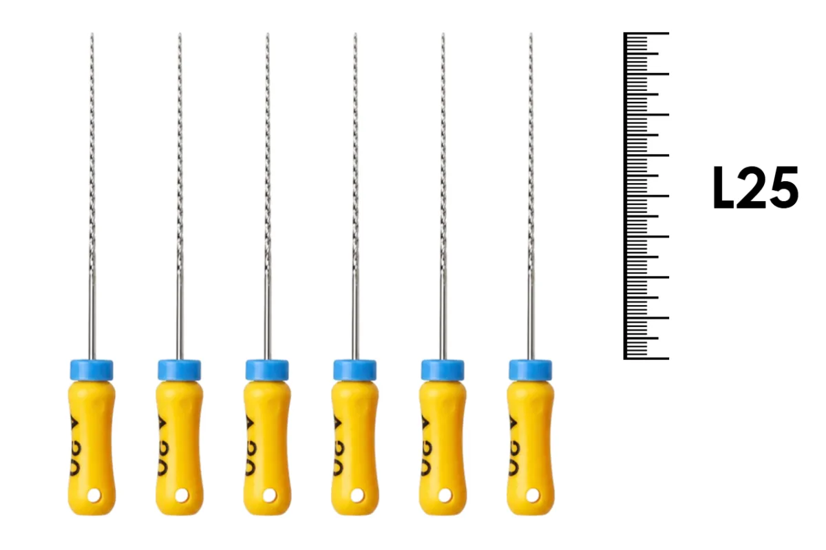 K-Reamer 25мм №20 (6 шт), Dentsply Sirona - ручные файлы, каналорасширители, нержавеющая сталь