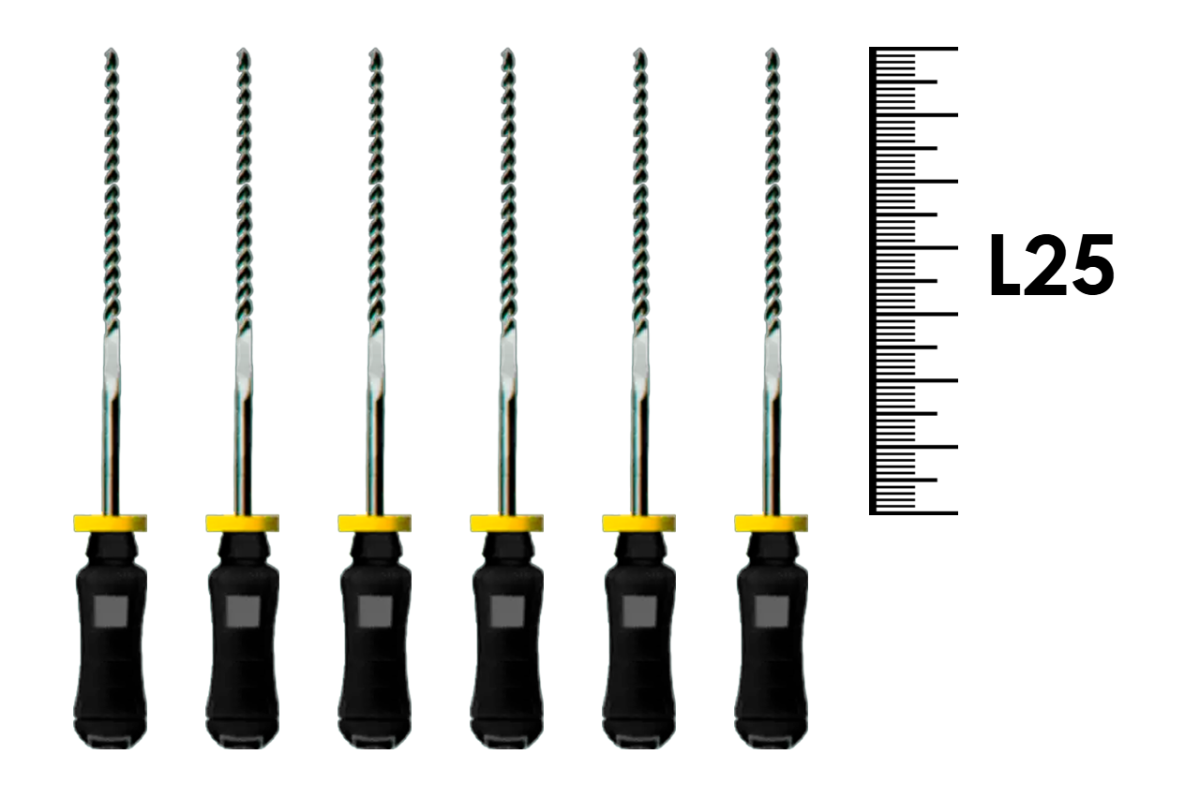 Flexofile Senseus 25мм №40 (6 шт), Dentsply Sirona - ручные файлы, каналорасширители, укороченный шаг, стерильный блистер