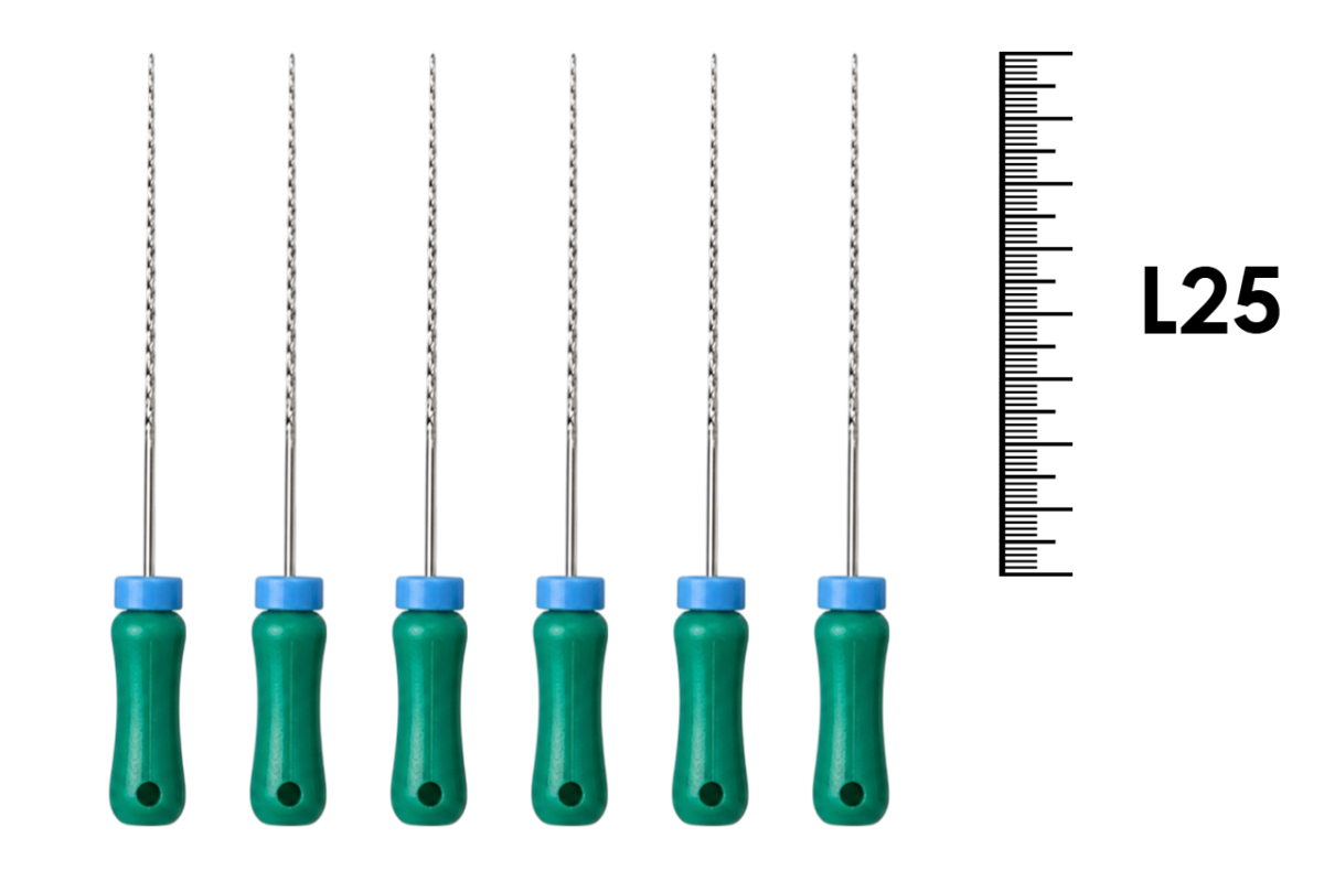K-Reamer 25мм №35 (6 шт), Dentsply Sirona - ручные файлы, каналорасширители, нержавеющая сталь