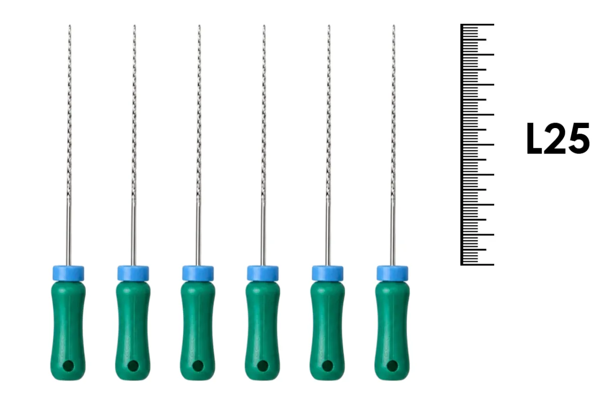 K-Reamer 25мм №35 (6 шт), Dentsply Sirona - ручные файлы, каналорасширители, нержавеющая сталь