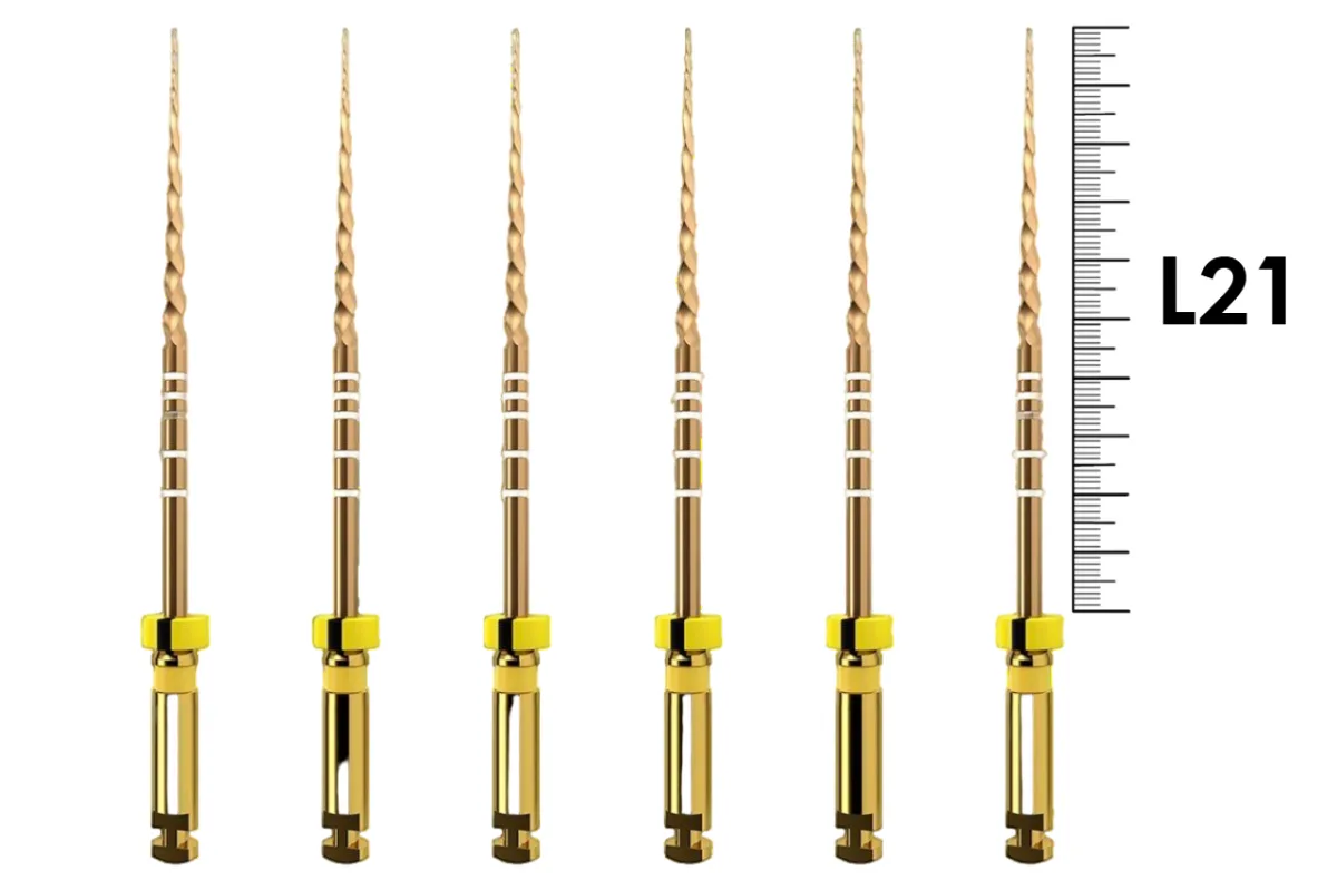 ProTaper Gold 21мм F1 (6 шт), Dentsply Sirona - машинные файлы, стерильные, желтые