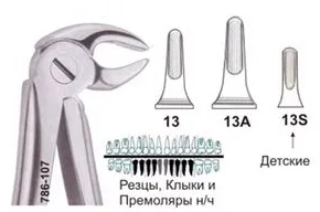 Щипцы для удаления резцов, клыков и премоляров нижней челюсти №13, Surgicon