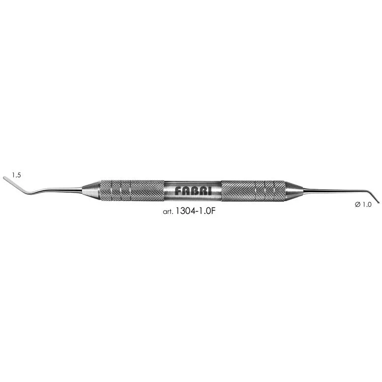 Гладилка 1304-1,0F Black, d 1,0 мм, ручка d 10 мм, Fabri - удлиненная, узкая, со штопфером-шариком, покрытие Black