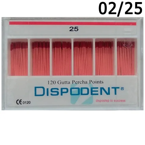 Штифты гуттаперчевые - .02, №25 (120 шт.), Dispodent