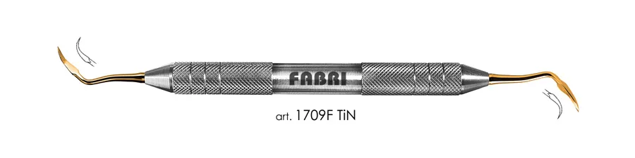 Скейлер 1709F TiN, ручка d 10 мм, Fabri - для снятия зубных отложений, покрытие нитрид титана