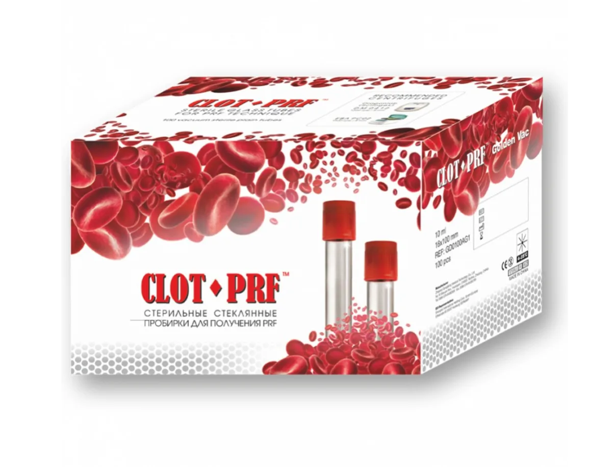 Пробирки стекло в однор. упак, 16*100mm, 10 ml , красные CLOT-PRF (A-PRF), упаковка 100 шт.