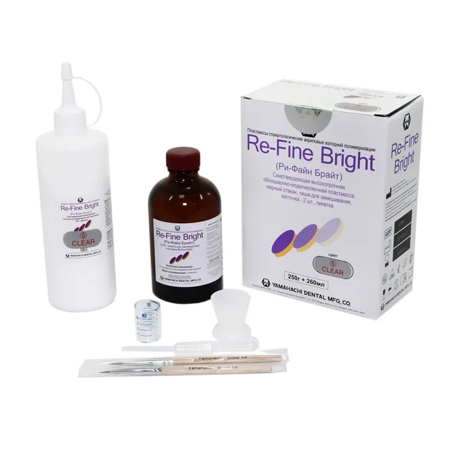 Пластмасса Re-Fine Bright самотвердеющая (3 минуты), цвет Clear, набор 250 г + 260 мл