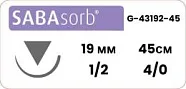 Sabana Sabasorb 4/0, нить 45 см, игла HS-19 19 мм, обр.реж. 1/2 (1 шт) - рассасывающийся шовный материал, фиолетовый, G-43192-45