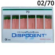 Штифты гуттаперчевые, конусность .02, №70 (120 шт.), Dispodent