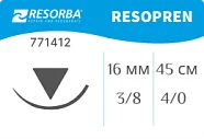 Резопрен 4/0, нить 45 см, игла 16 мм, обр.реж. 3/8 (1 шт) - нерассасывающийся шовный материал, USP, DS 16, 771412