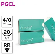 PGCL Poliglecaprone 25 4/0, нить 75 см, игла 20 мм, обр.реж. 1/2 (12 шт) - рассасывающийся шовный материал, PGCL74020B4