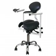 Стул-седло врача-стоматолога для работы с микроскопом- Желтый высокий со спинкой