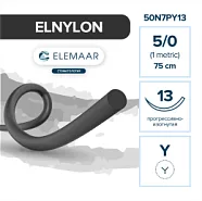 Elnylon 5/0, нить 75 см, игла 13 мм, кол. прогрессивно-изогнутая (12 шт) - шовный материал, 50N7PY13