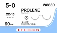 Prolene 5/0, нить 90 см, игла 17 мм х 2, кол.-реж. 1/2 (12 шт) - нерассасывающийся шовный материал, синий, W8830