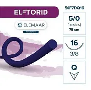 Elftorid 5/0, нить 75 см, игла 16 мм, обр.реж. 3/8 (12 шт) - шовный материал, 50F7DQ16