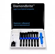 Diamondbrite Hybrid Light Cure Composite - Набор (гибридный композитный пломбировочный материал светоотверждаемый, VITA (7 шпр. х 4,5г, цвета: A2, А3, А3,5, В2, С2, D2, Универсальный опак + протравка 4г, бонд 5мл) - OPT784
