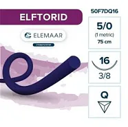 Elftorid 5/0, нить 75 см, игла 16 мм, обр.реж. 3/8 (12 шт) - шовный материал, 50F7DQ16