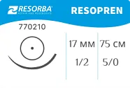 Резопрен 5/0, нить 75 см, игла 17 мм, кол. 1/2 (1 шт) - нерассасывающийся шовный материал, USP, HR 17, 770210