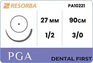 ПГА Ресорба 3/0 (2) (HR 27), нить 90 см, игла 27 мм, кол. 1/2 (24 шт) - рассасывающийся шовный материал, фиолетовый, PA10221K