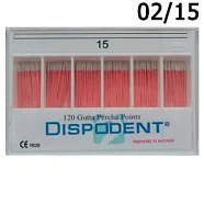 Штифты гуттаперчевые, конусность .02, №15 (120 шт.), Dispodent