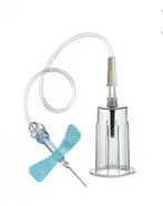 Игла-бабочка с держателем для флаконов для гемокультур, (safety 23Gx3/4 19 см, голубая, 0,6х19 мм)