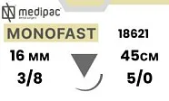 Монофаст (Monofast) PGCL 5/0, 45 см, игла обратно-режущая 16 мм 3/8, 18621 (1 шт.), Medipac - шовный материал