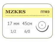 ПТФЭ 6/0 (0,7), нить 45 см, игла 17 мм, кол. 1/2 (12 шт) - нерассасывающийся шовный материал, нить политетрафторэтиленовая, premium, AHVM12