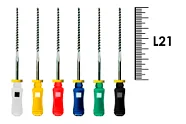 Flexofile Senseus 21мм №45-80 (6 шт), Dentsply Sirona - ручные файлы, каналорасширители, укороченный шаг, стерильный блистер, ассорти