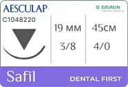 Сафил 4/0 (1,5), нить 45 см, игла 19 мм, обр.реж. 3/8 (36 шт) - рассасывающийся шовный материал, С1048220