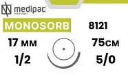 Моносорб 5/0, нить 75 см, игла 17 мм, кол. 1/2 (1 шт) - рассасывающийся шовный материал, 8121