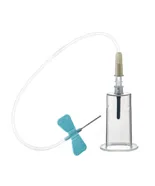 Игла-бабочка с держателем для флаконов для гемокультур, (safety 23Gx3/4 30 см, голубая, 0,6х19 мм)