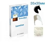 OsteoBiol Soft Cortical Lamina (конский) 35x35х0.9мм. Мембрана кортикальная средняя изогнутая LS10HE