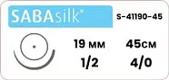Шёлк Sabana Sabasilk 4/0, нить 45 см, игла GR-19 19 мм, тупоконечная прямая (1 шт) - нерассасывающийся шовный материал, чёрный, S-41190-45