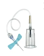 Игла-бабочка с держателем для флаконов для гемокультур, (safety 23Gx3/4 19 см, голубая, 0,6х19 мм)