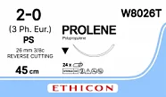 Prolene 2/0, нить 45 см, игла 26 мм, Прайм обр.реж. 3/8 (24 шт) - нерассасывающийся шовный материал, синий, W8026T