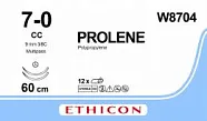 Prolene 7/0, нить 60 см, игла 9,3 мм х 2, СС 3/8 (12 шт) - нерассасывающийся шовный материал, синий, W8704