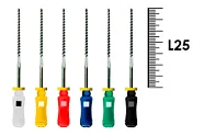 Flexofile Senseus 25мм №45-80 (6 шт), Dentsply Sirona - ручные файлы, каналорасширители, укороченный шаг, стерильный блистер, ассорти