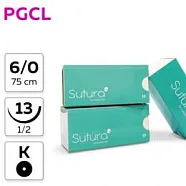PGCL Poliglecaprone 25 6/0, нить 75 см, игла 13 мм, кол. 1/2 (12 шт) - рассасывающийся шовный материал, PGCL76013B0