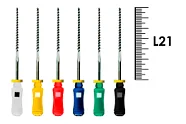 Flexofile Senseus 21мм №15-40 (6 шт), Dentsply Sirona - ручные файлы, каналорасширители, укороченный шаг, стерильный блистер, ассорти
