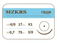 ПВДФ Premium 6/0, нить 75 см, игла 17 мм, кол. 3/8 (12 шт) - нерассасывающийся шовный материал, хирургическая нить поливинилиденфторидная, 1738K1 (6-0) 75