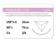 ARMACRYL 910 4/0 (1,5), нить 75 см, игла 16 мм, обр.реж. 3/8 (12 шт) - рассасывающийся шовный материал, 1638O1, C2107516241