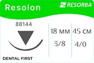 Резолон 4/0, нить 45 см, игла 18 мм, обр.реж. 3/8 (1 шт) - нерассасывающийся шовный материал, синий, USP, DS 18, 88144
