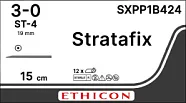 Stratafix Spiral PDS Plus 3/0, нить 15 см, игла 19 мм, кол. ST-4 (1 шт) - рассасывающийся шовный материал, SXPP1B424