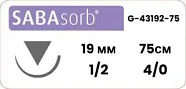 Sabana Sabasorb 4/0, нить 75 см, игла HS-19 19 мм, обр.реж. 1/2, пересекающийся (1 шт) - рассасывающийся шовный материал, фиолетовый, G-43192-75