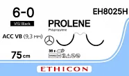 Prolene 6/0, нить 75 см, игла 9,3 мм х 2, АСС, VB (12 шт) - нерассасывающийся шовный материал, синий, сложный изгиб, EH8025H