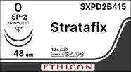 Stratafix Spiral PDO 0, нить 24+24 см, игла 26 мм, обр.реж. 1/2 (1 шт) - рассасывающийся шовный материал, двунаправл., фиолет., 2 иглы, SXPD2B415