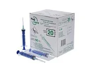 Шприц стерильный MedCare 20 мл, игла 0,8х40 мм, крепление луер-лок (50 шт)