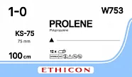 Prolene №0, нить 100 см, игла 75 мм, реж. прямая (12 шт) - нерассасывающийся шовный материал, синий, W753