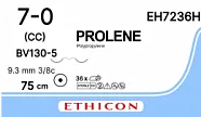Prolene 7/0, нить 75 см, игла 9,3 мм х 2, кол. CCX 3/8 (36 шт) - нерассасывающийся шовный материал, синий, EH7236H